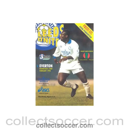 1995 - Leeds United v Everton official programme 22/02/1995 Premier League, with a giant John Pemberton poster - Collect Soccer