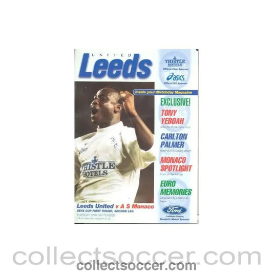 1995 - Leeds United v Monaco official programme 26/09/1995 - Collect Soccer