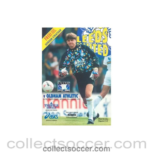 1995 - Leeds United v Oldham Athletic official programme 28/01/1995 F.A. Cup - Collect Soccer