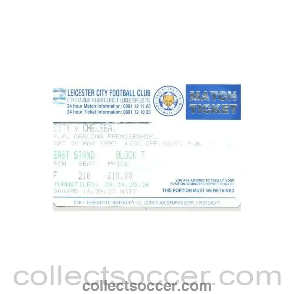 1995 - Leicester City v Chelsea ticket 06/05/1995