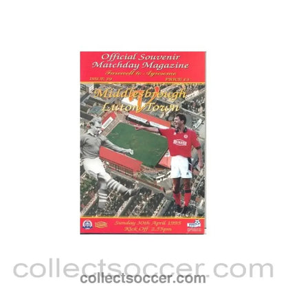1995 - Middlesbrough v Luton Town official programme 30/04/1995 last match at Ayresome Park - Collect Soccer