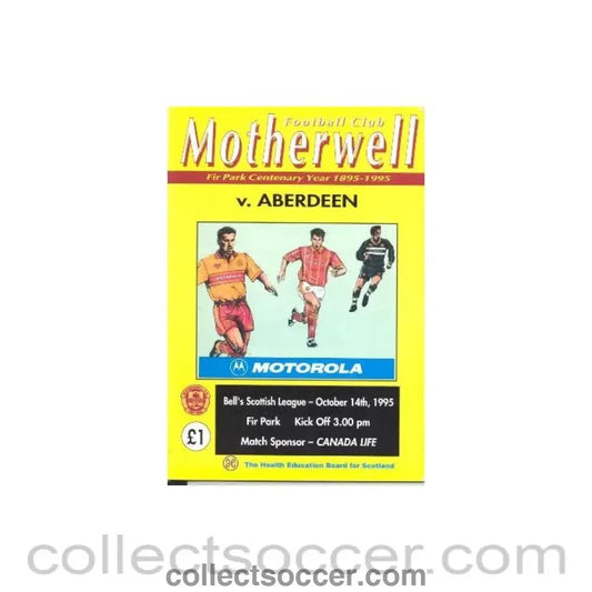 1995 - Motherwell v Aberdeen official programme 14/10/1995 Scottish Cup, different colour - Collect Soccer