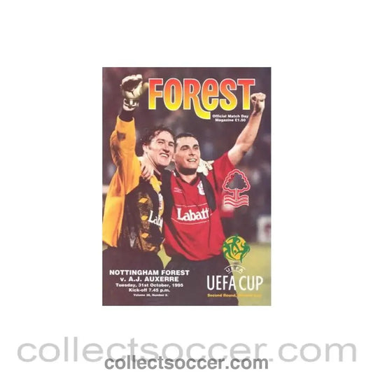 1995 - Nottingham Forest v Auxerre official programme 31/10/1995 UEFA Cup - Collect Soccer