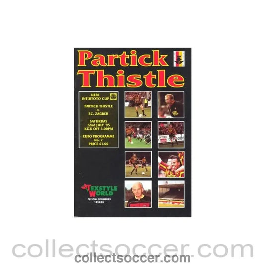 1995 - Partick Thistle v Zagreb official programme 22/07/1995 - Collect Soccer