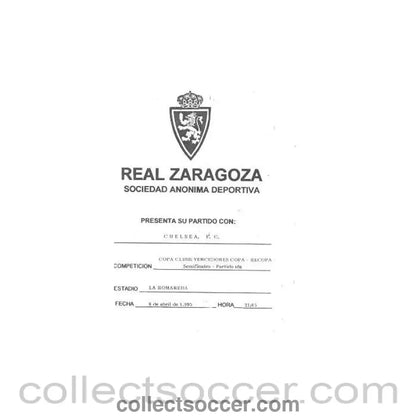 1995 - Real Zaragoza vChelsea official programme 06/04/1995