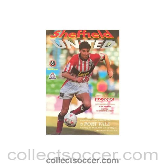 1995 - Sheffield United v Port Vale official programme 04/03/1995 - Collect Soccer
