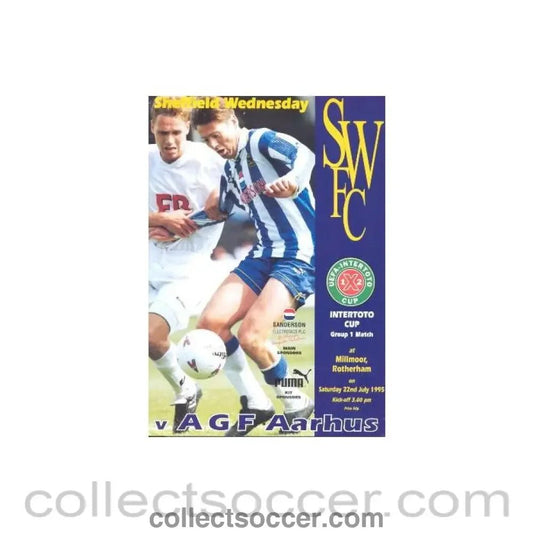 1995 - Sheffield Wednesday v A. G. F. Aarhus official programme 22/07/1995 Intertoto Cup - Collect Soccer