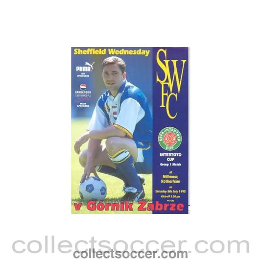 1995 - Sheffield Wednesday v Gornik Zabrze official programme 08/07/1995 Intertoto Cup - Collect Soccer