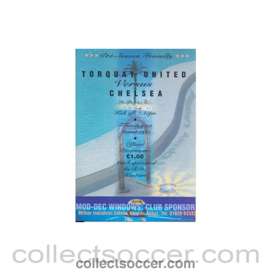 1995 - Torquay United vChelsea official programme 01/08/1995