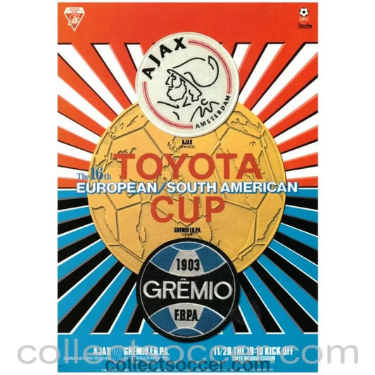 1995 Toyota Cup Official Programme Ajax v Gremio - Collect Soccer
