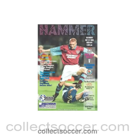 1995 - West Ham United v Blackburn Rovers official programme 21/10/1995 - Collect Soccer