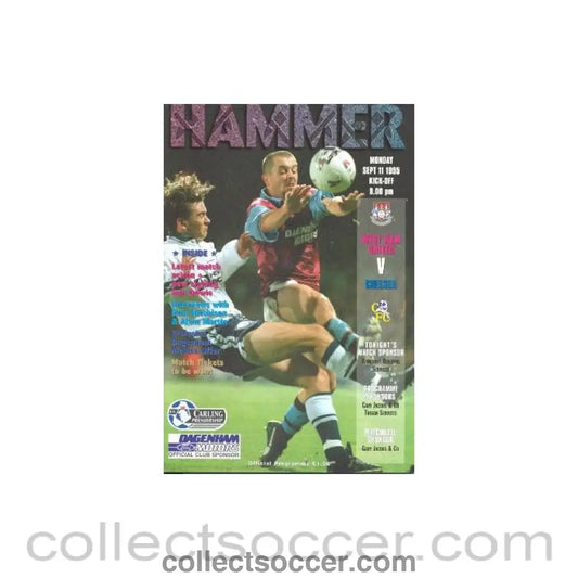 1995 - West Ham United vChelsea official programme 11/09/1995
