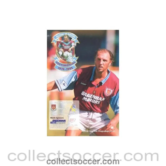 1995 - West Ham United vChelsea XI official programme 11/11/1995 Alvin Martin Testimonial Match - Collect Soccer