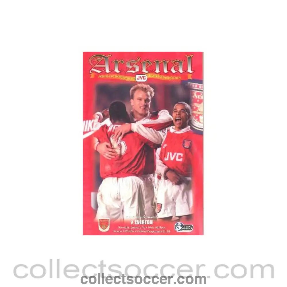 1996 - Arsenal v Everton official programme 20/01/1996 Carling Premiership - Collect Soccer