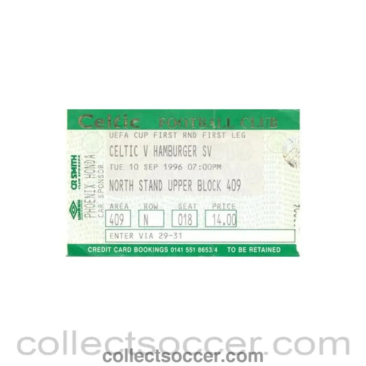1996 - Celtic v Hamburg ticket 10/09/1996 UEFA Cup