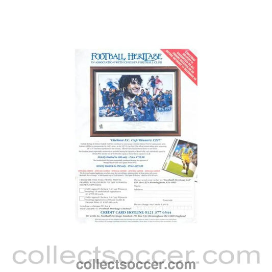 1996 - Chelsea Football Heritage leflet/order form 1996-1997