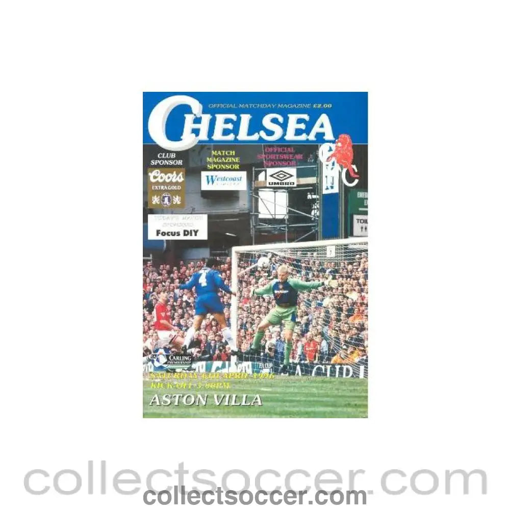 1996 - Chelsea v Aston Villa official programme 06/04/1996