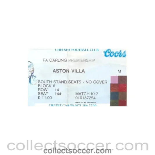 1996 - Chelsea v Aston Villa ticket 06/04/1996 - Collect Soccer