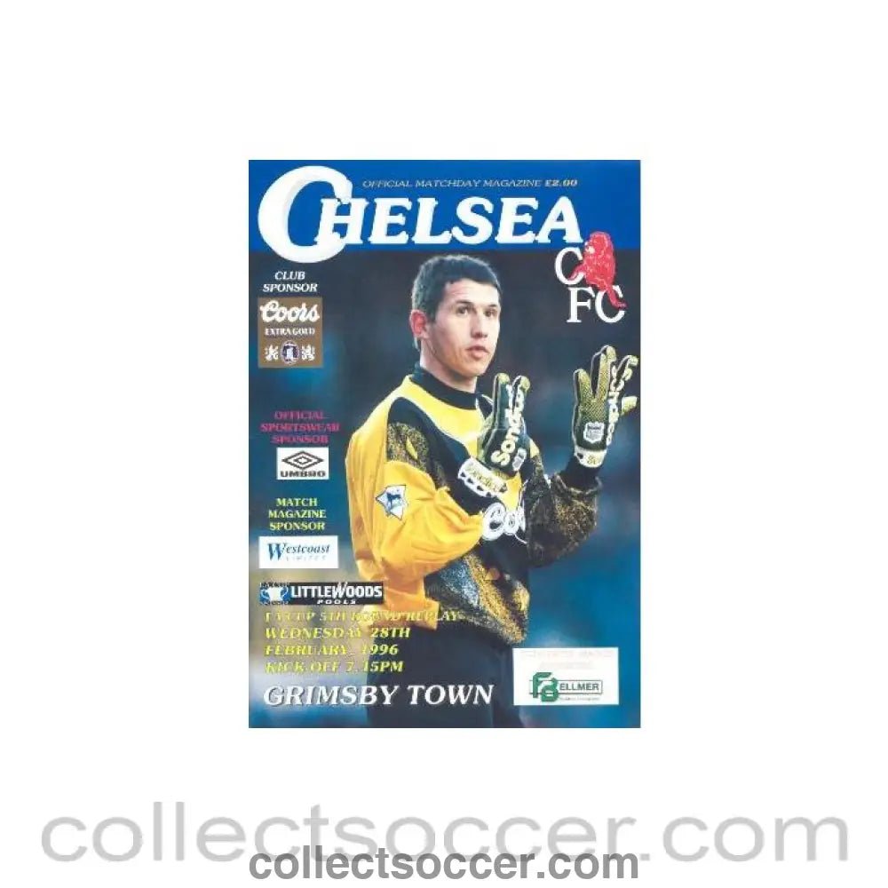 1996 - Chelsea v Grimsby Town official programme 28/02/1996 - Collect Soccer