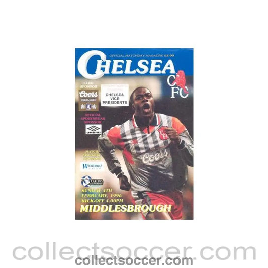 1996 - Chelsea v Middlesbrough official programme 04/02/1996