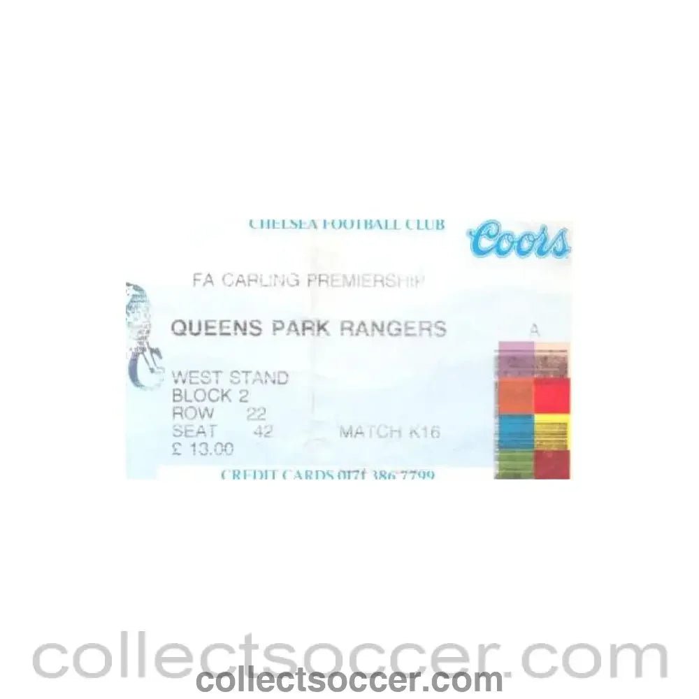 1996 - Chelsea v Queen's Park Rangers ticket 23/03/1996 - Collect Soccer