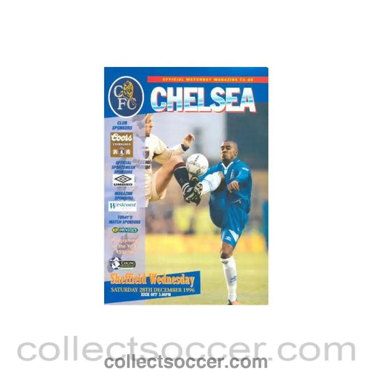 1996 - Chelsea v Sheffield Wednesday official programme 28/12/1996 Carling Premiership