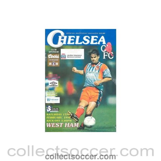 1996 - Chelsea v West Ham United official programme 17/02/1996