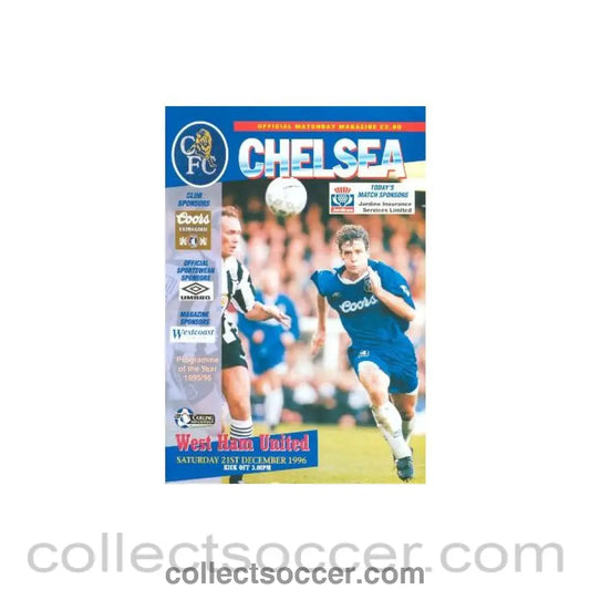 1996 - Chelsea v West Ham United official programme 21/12/1996 Carling Premiership