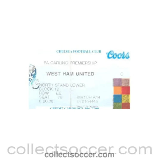 1996 - Chelsea v West Ham United ticket 17/02/1996 - Collect Soccer