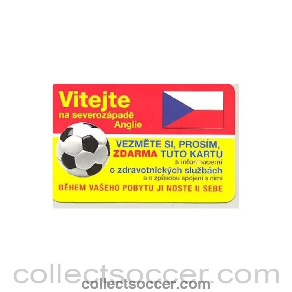 1996 - Euro 1996 in England - Health Service card for the North - West of England in Czech - Collect Soccer