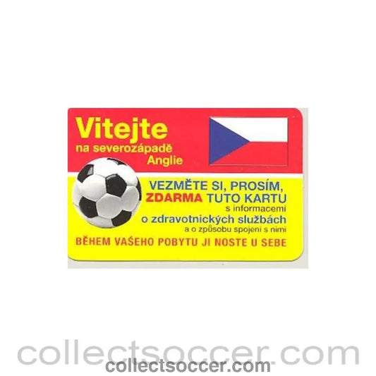 1996 - Euro 1996 in England - Health Service card for the North - West of England in Czech - Collect Soccer