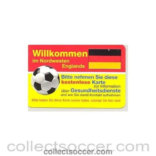 1996 - Euro 1996 in England - Health Service card for the North - West of England in German - Collect Soccer