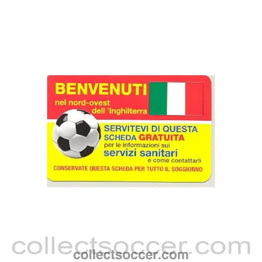 1996 - Euro 1996 in England - Health Service card for the North - West of England in Italian - Collect Soccer