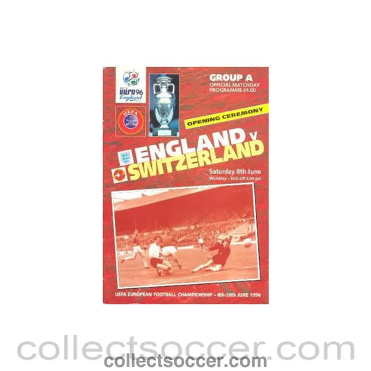 1996 European Championship England v Switzerland official programme - Collect Soccer