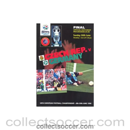 1996 European Championship Final Czech Republic v Germany Official Programme - Collect Soccer