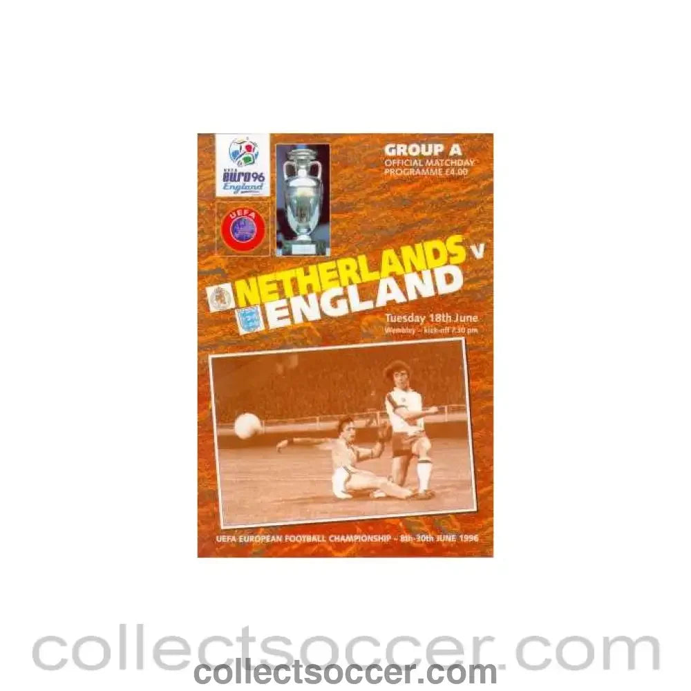 1996 European Championship Official Programme England v Netherlands