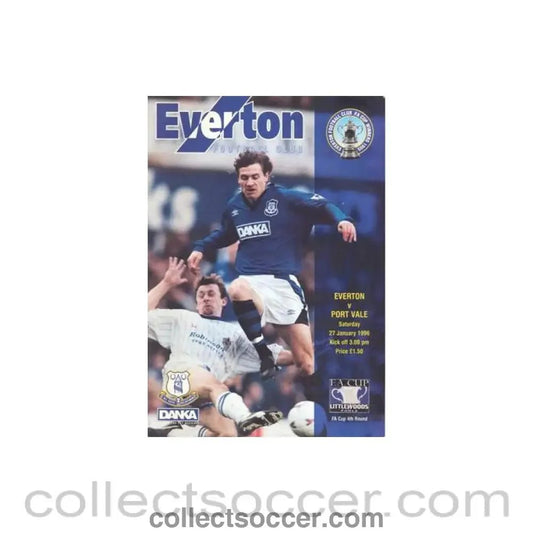 1996 - Everton v Port Vale official programme 27/01/1996 F.A. Cup - Collect Soccer