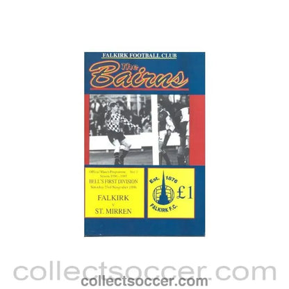 1996 - Falkirk v St. Mirren fficial programme 23/11/1996 Bell's League - Collect Soccer