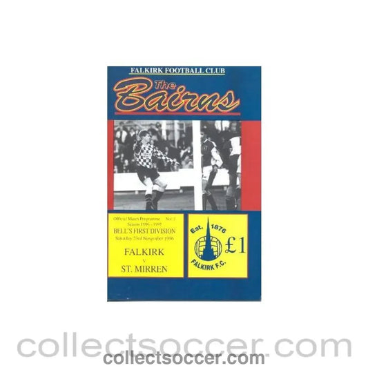 1996 - Falkirk v St. Mirren fficial programme 23/11/1996 Bell's League - Collect Soccer
