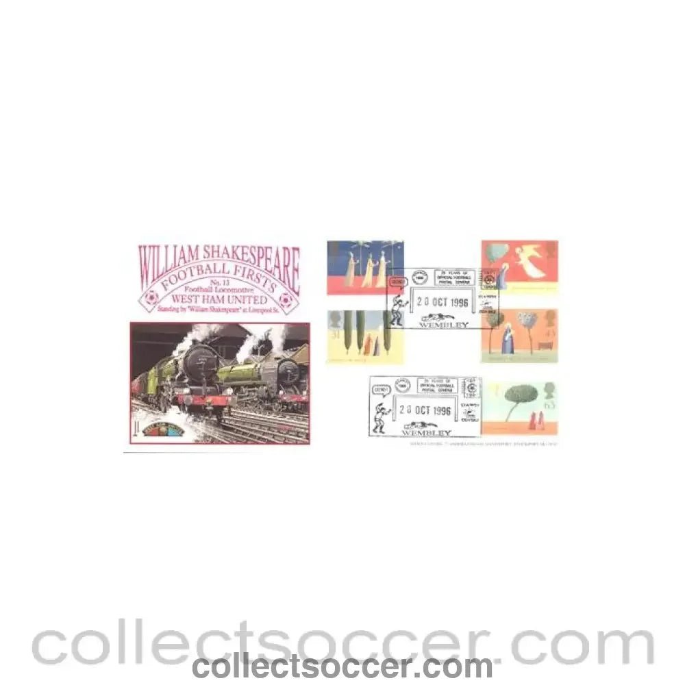 1996 - Football Locomotive West Ham United standing by William Shakespeare at Liverpool Street First Day Cover of 28/10/1996 - Collect Soccer