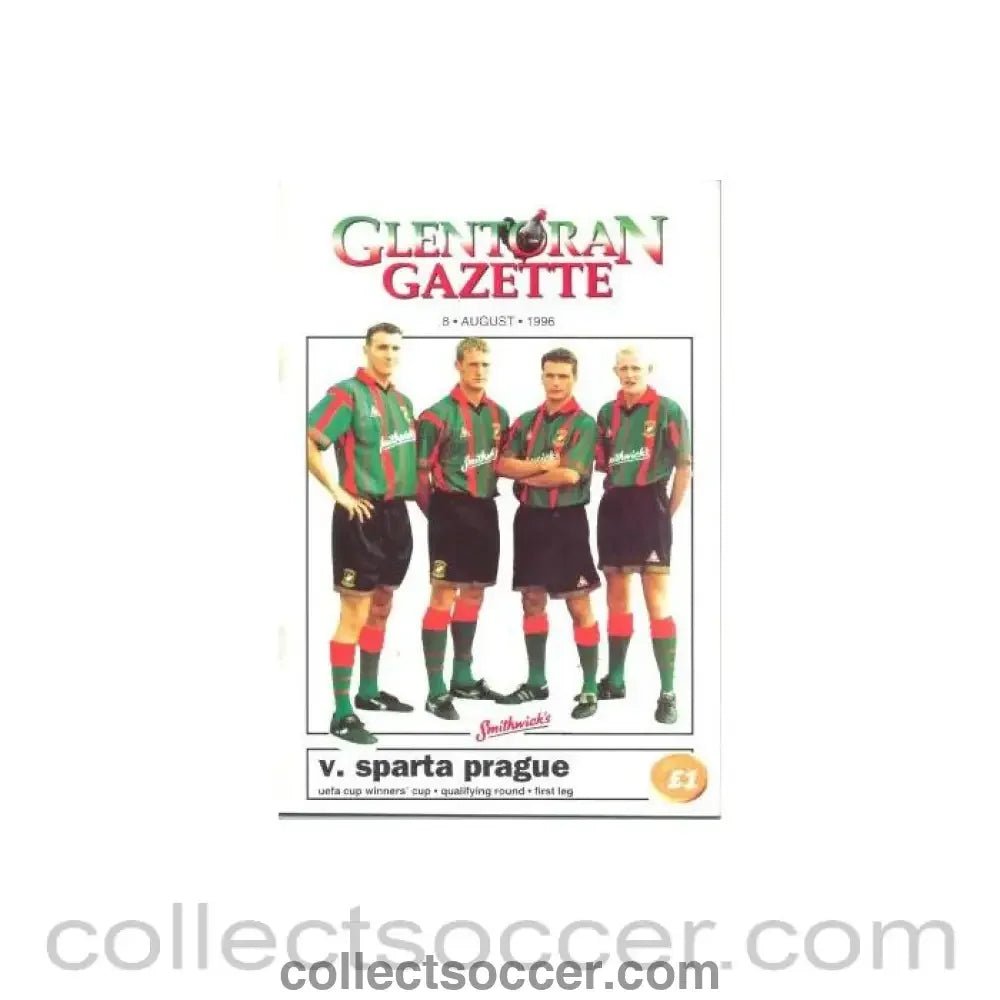 1996 - Glentoran v Sparta Prague official programme 08/08/1996 Cup Winners Cup - Collect Soccer