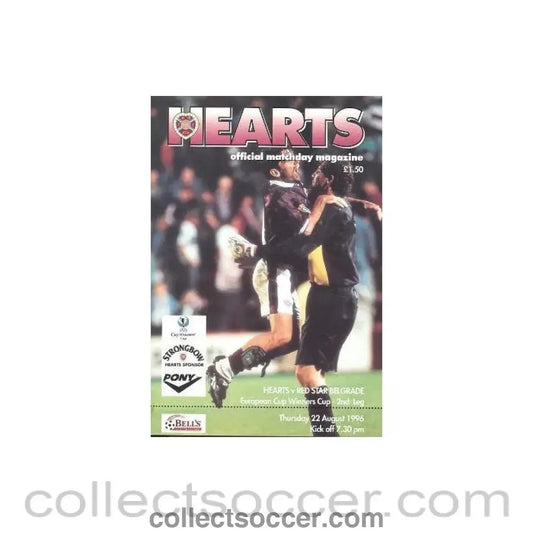 1996 - Heart of Midlothian v Red Star Belgrade official programme 22/08/1996 Cup Winners Cup - Collect Soccer