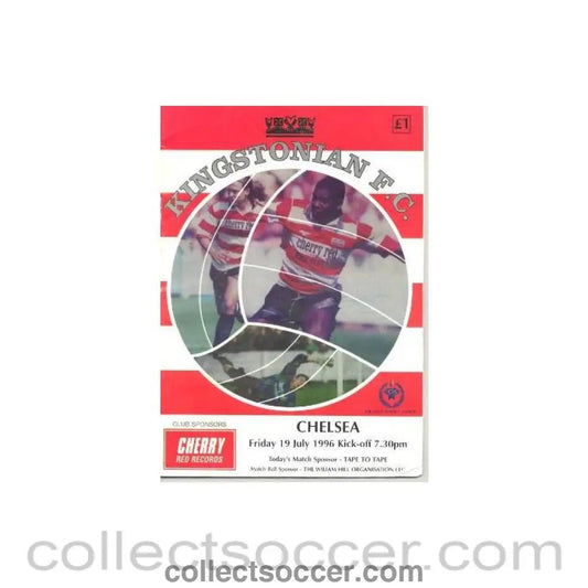 1996 - Kingstonian vChelsea official programme 19/07/1996 - Collect Soccer