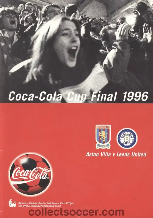 1996 League Cup Final Programme Aston Villa v Leeds United - Collect Soccer