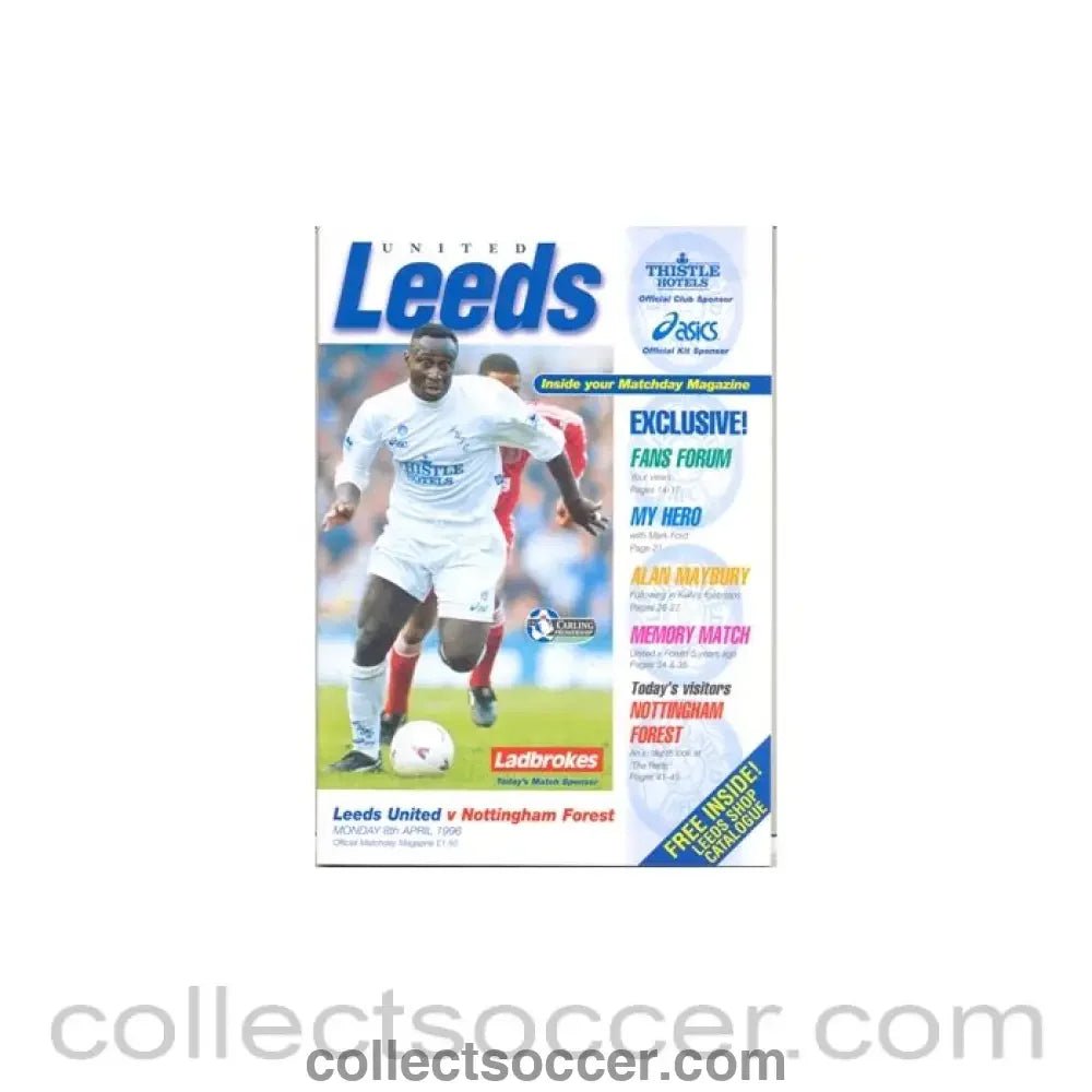 1996 - Leeds United v Nottingham Forest official programme 08/04/1996 - Collect Soccer