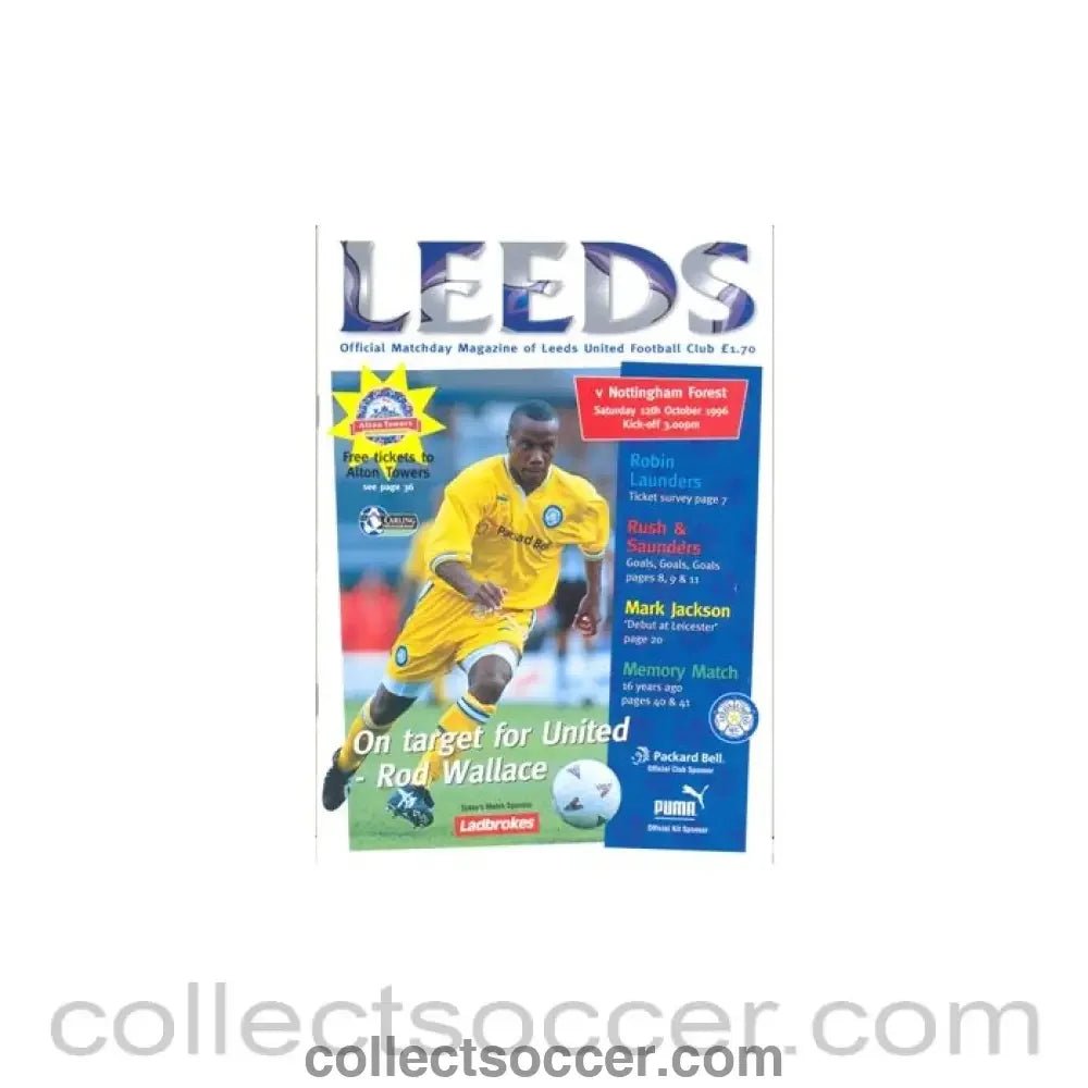 1996 - Leeds United v Nottingham Forest official programme 12/10/1996 - Collect Soccer