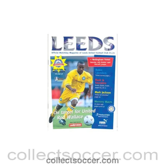 1996 - Leeds United v Nottingham Forest official programme 12/10/1996 - Collect Soccer