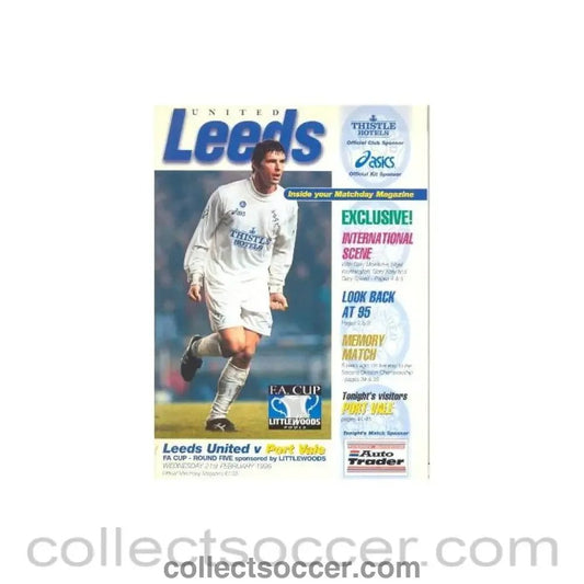 1996 - Leeds United v Port Vale official programme 21/02/1996 F.A. Cup - Collect Soccer