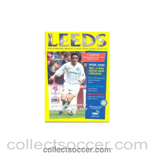1996 - Leeds United v Sunderland official programme 02/11/1996 - Collect Soccer