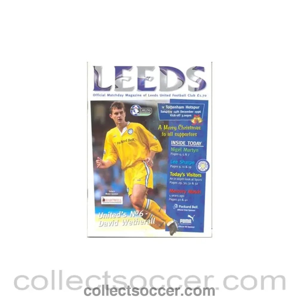 1996 - Leeds United v Tottenham Hotspur official programme 14/12/1996 - Collect Soccer